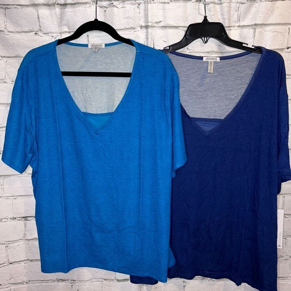 Jockey Cooling Comfort Microfiber‎ Tee Set of 2 Teal & Blue Women’s 2XL